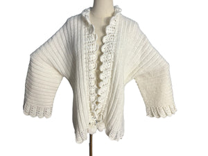 Vintage hand crochet sweater cardigan M L
