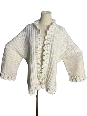 Vintage hand crochet sweater cardigan M L