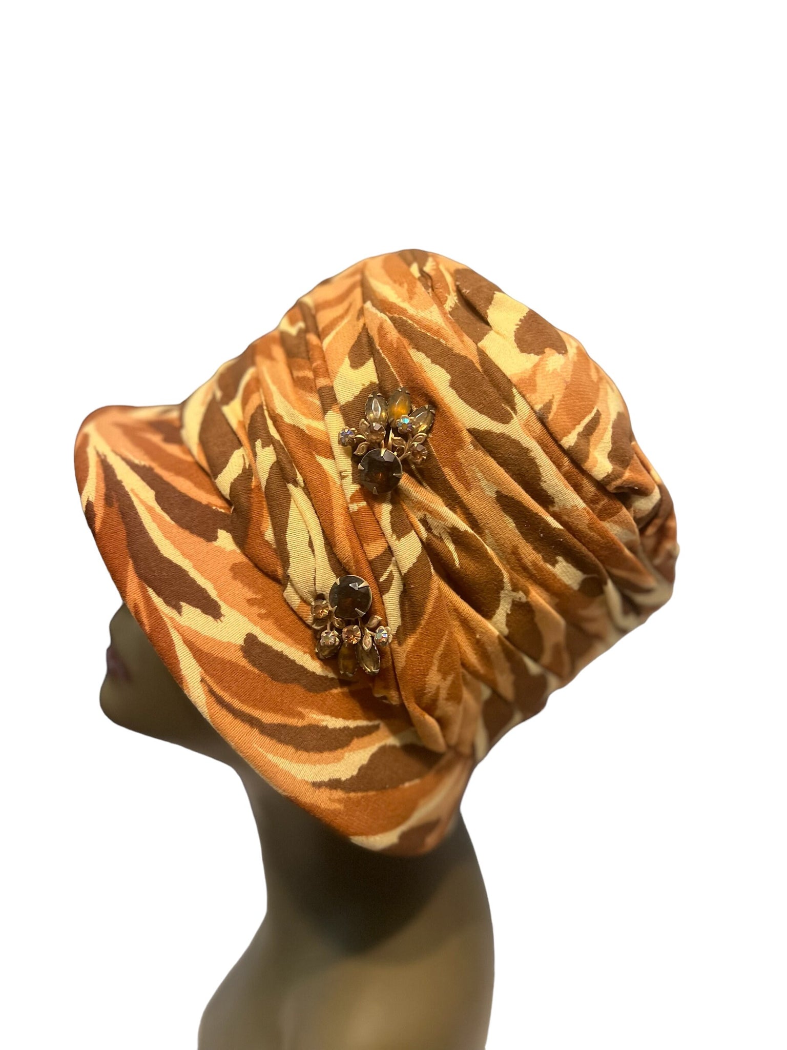 Vintage 60's mod brown pattern hat