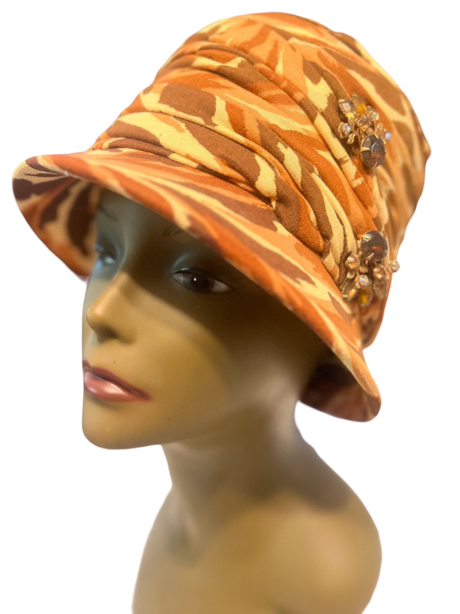 Vintage 60's mod brown pattern hat