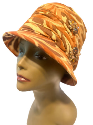 Vintage 60's mod brown pattern hat