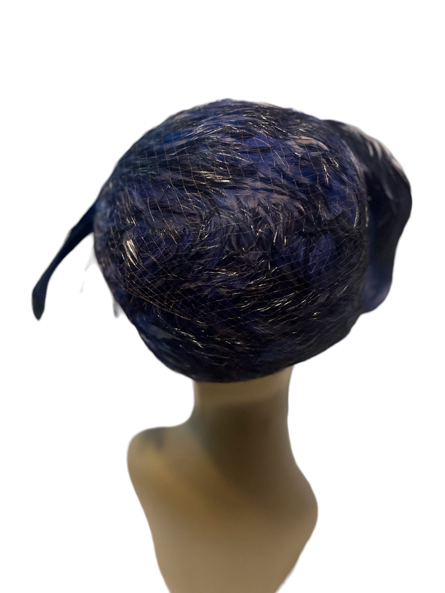 Vintage blue feather hat Bea Polk