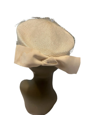 Vintage 60's cream straw net hat