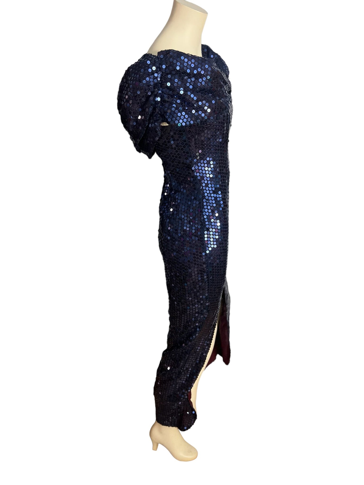 Vintage 80's blue sequin long dress 9/10 Night Moves