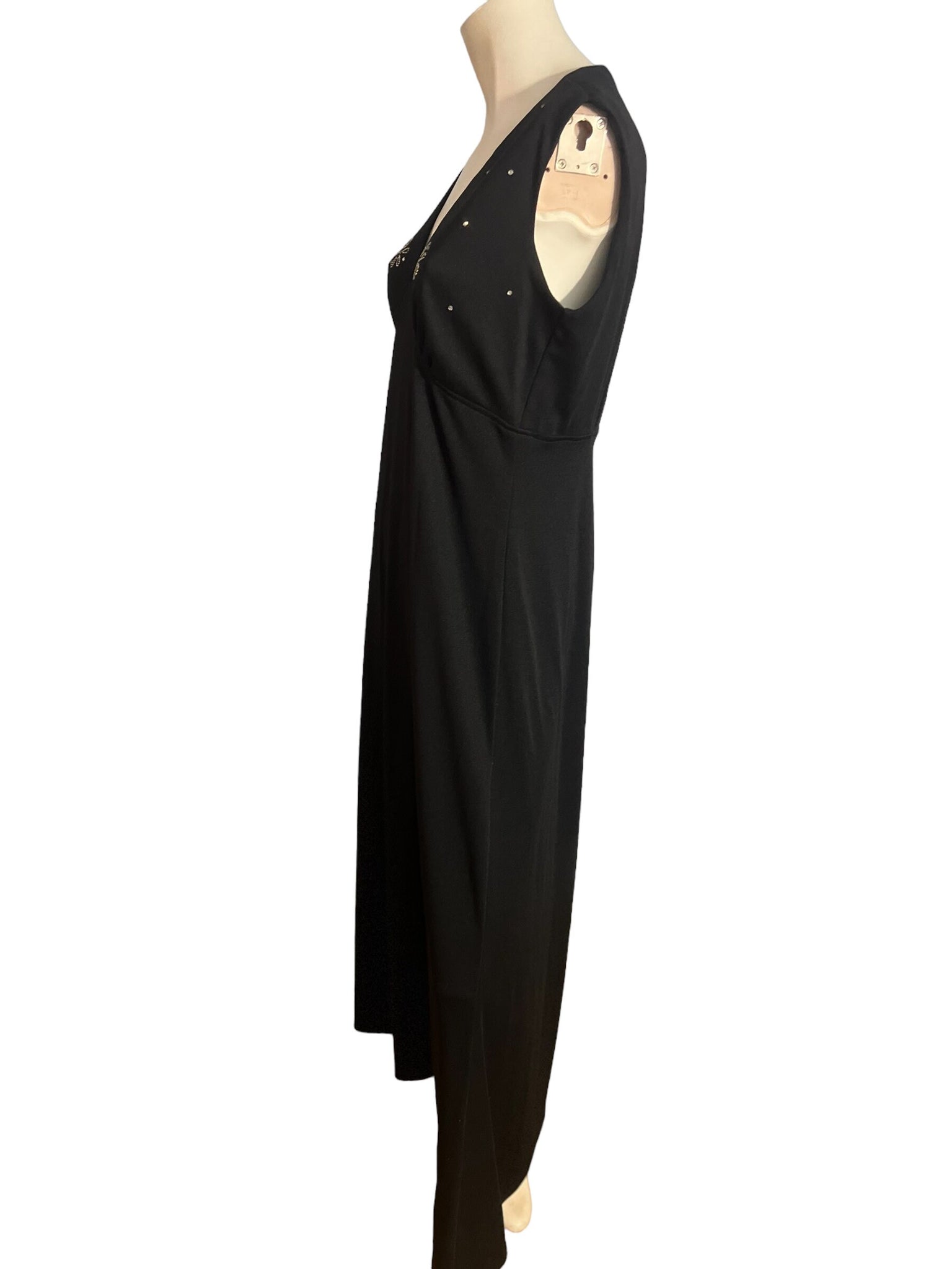 Vintage black 70's maxi dress L