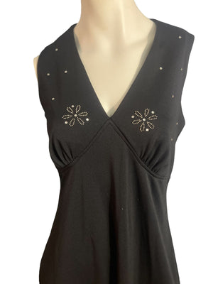 Vintage black 70's maxi dress L