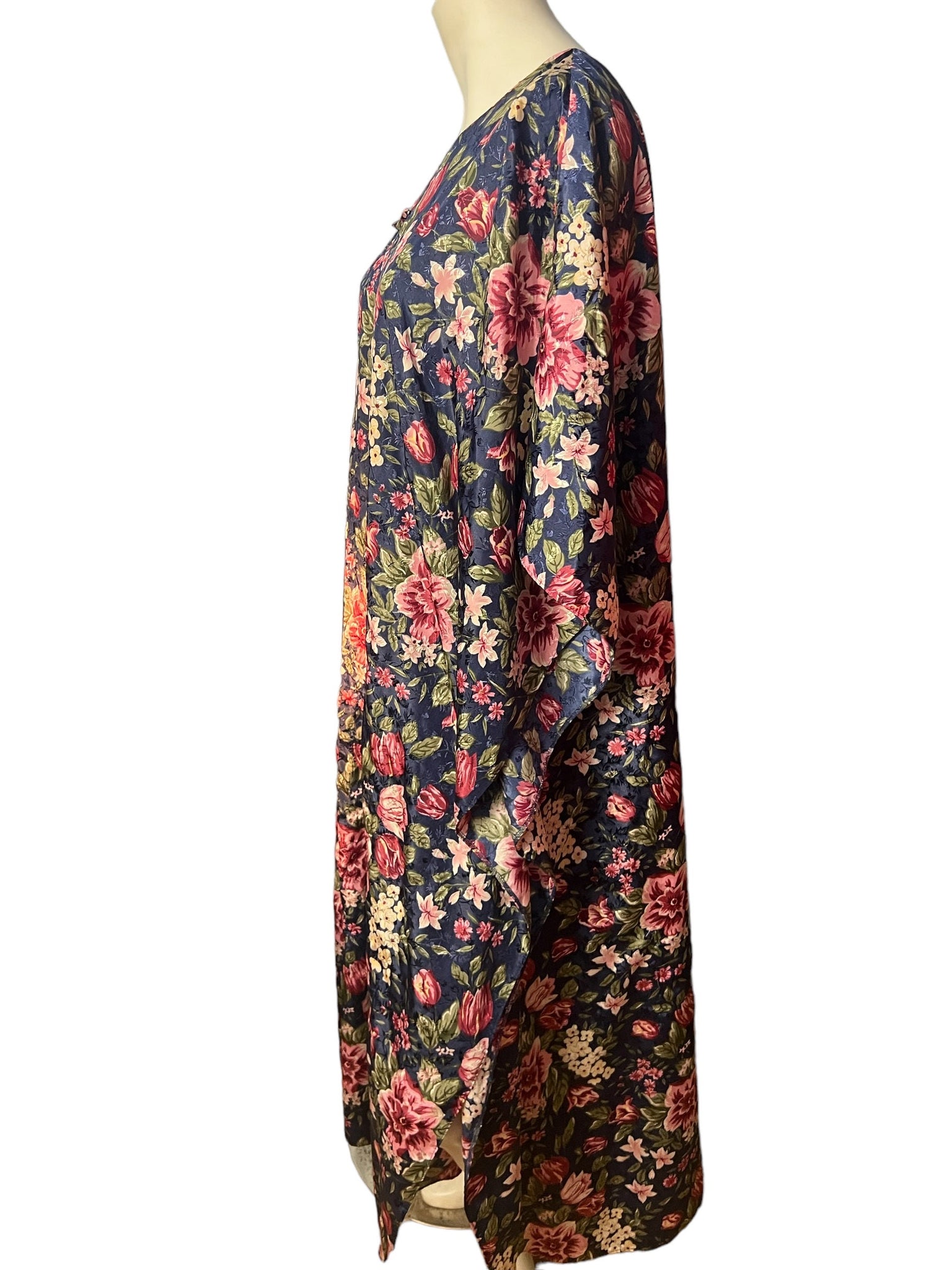 Vintage floral caftan dress L Erika Taylor