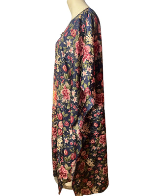 Vintage floral caftan dress L Erika Taylor