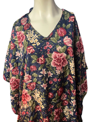 Vintage floral caftan dress L Erika Taylor