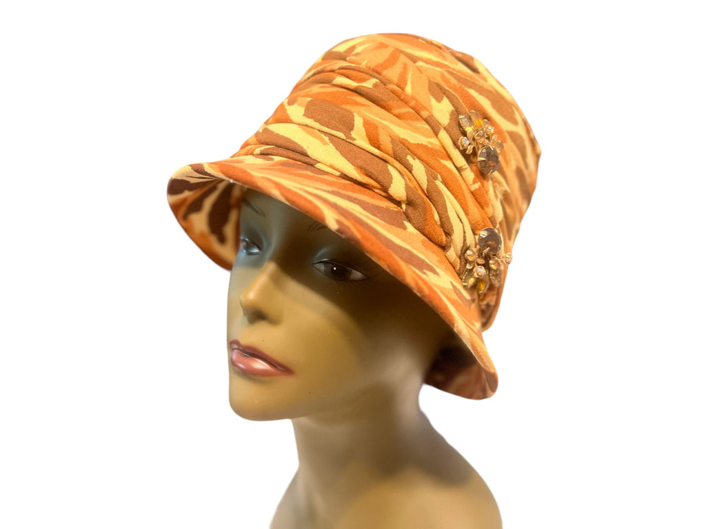 Vintage 60's mod brown pattern hat