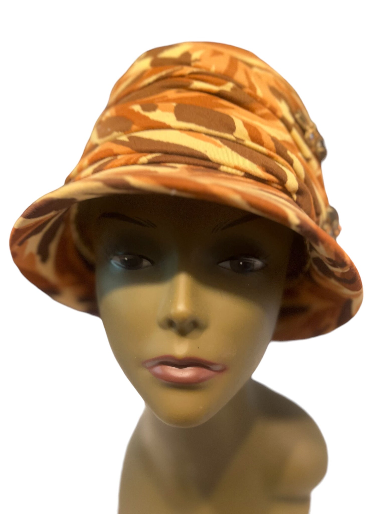 Vintage 60's mod brown pattern hat