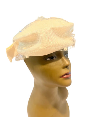 Vintage 60's cream straw net hat