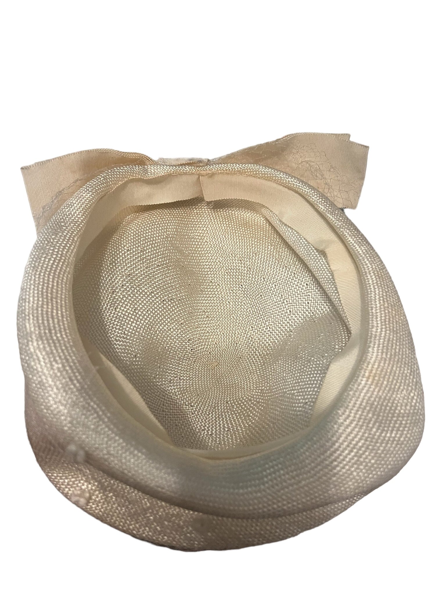 Vintage 60's cream straw net hat