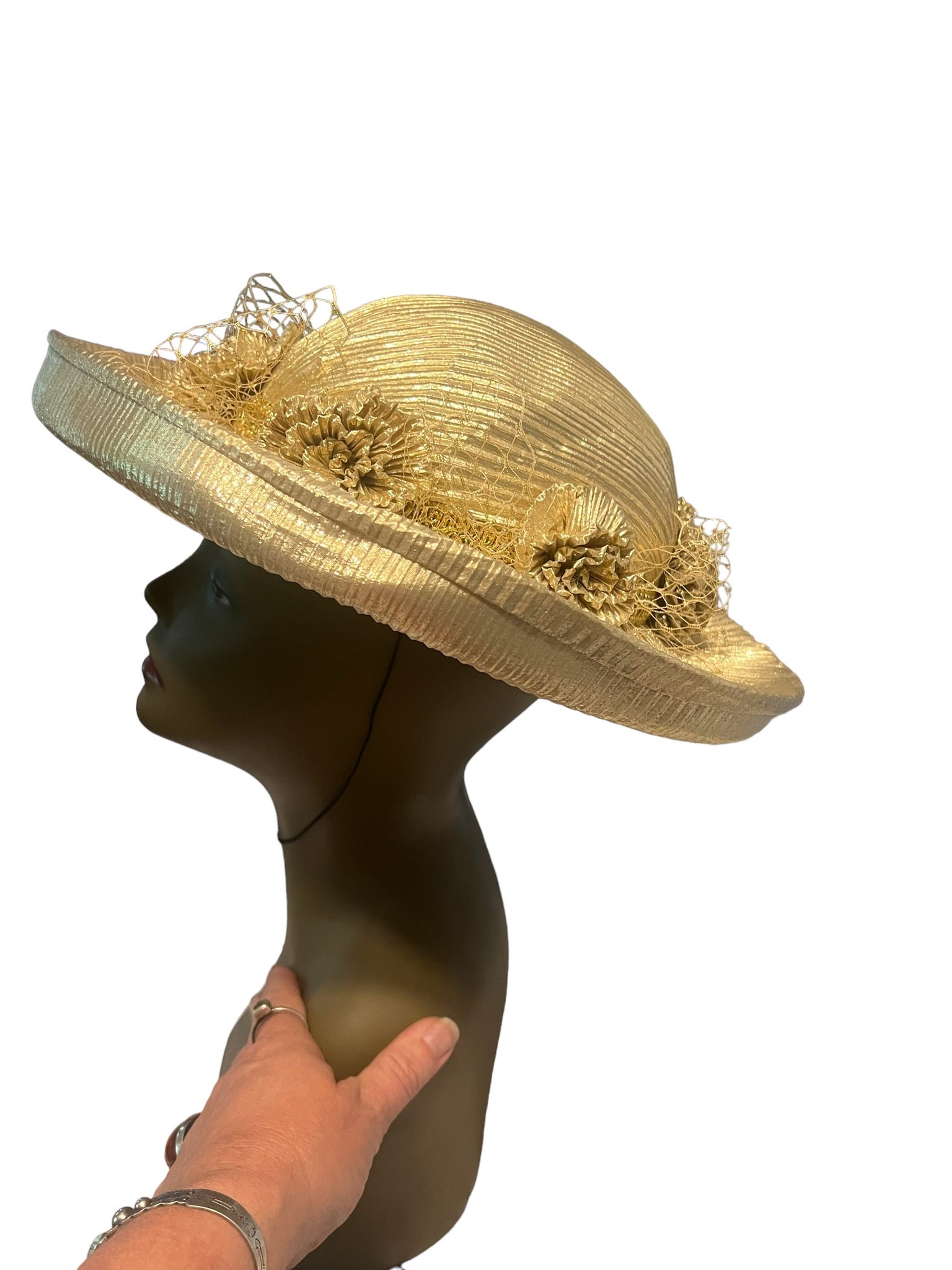 Vintage 80's gold metallic hat
