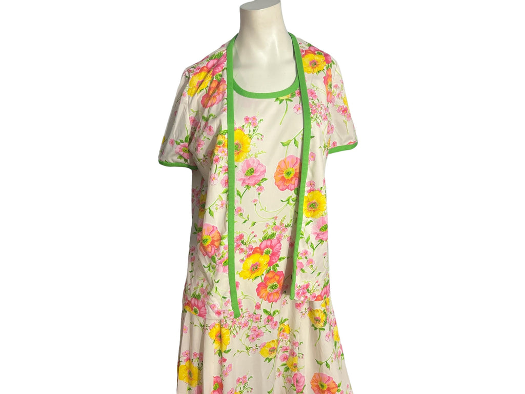 Vintage pastel floral 70's maxi dress & jacket M L