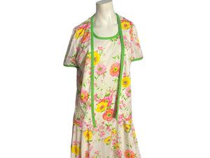 Vintage pastel floral 70's maxi dress & jacket M L