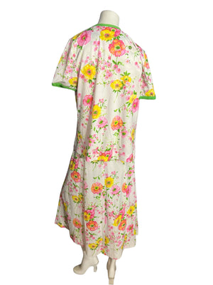Vintage pastel floral 70's maxi dress & jacket M L