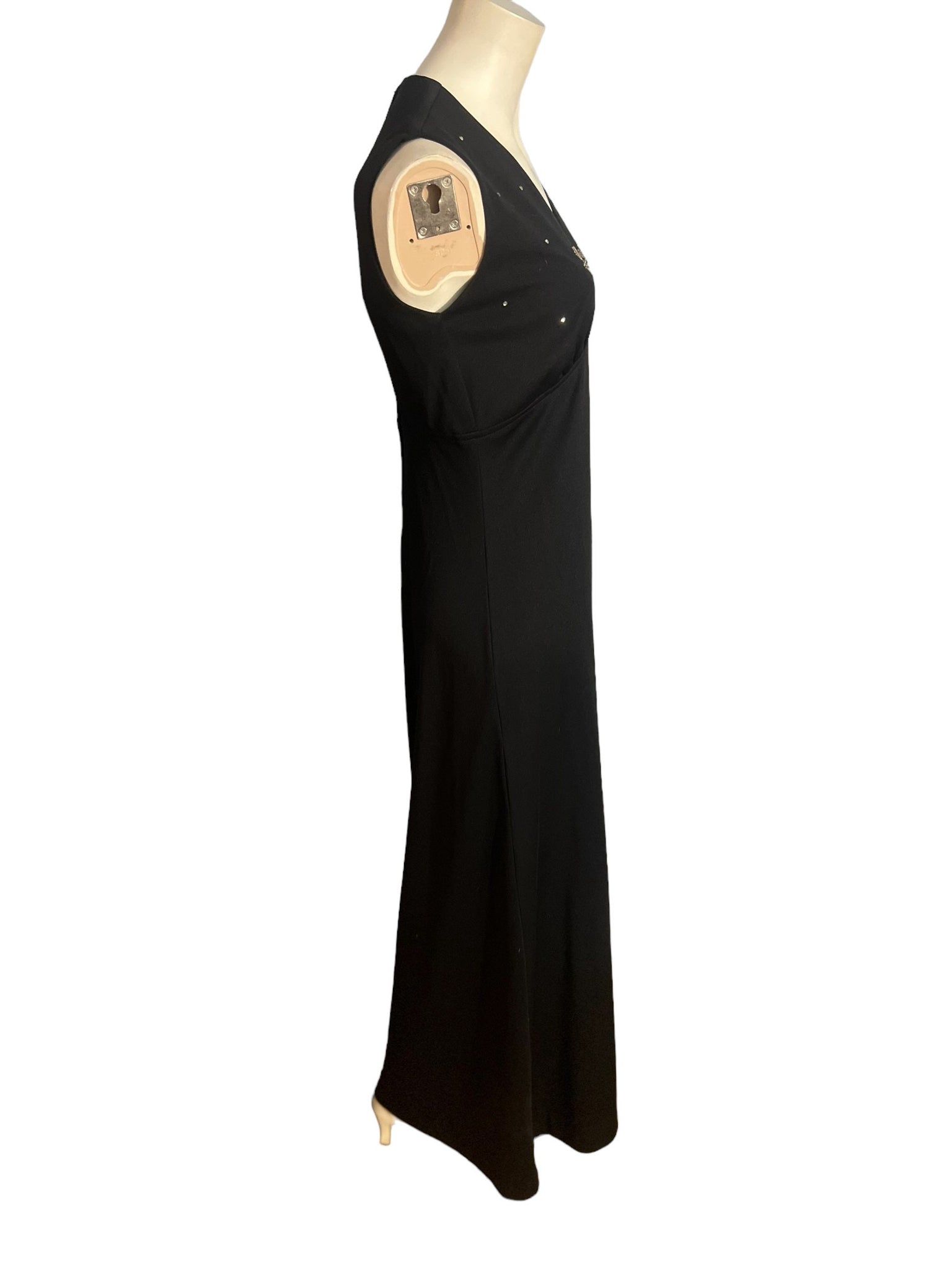 Vintage black 70's maxi dress L