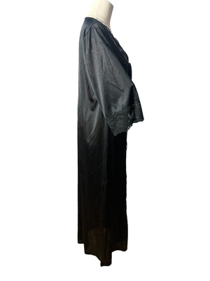 Vintage black robe tie front M