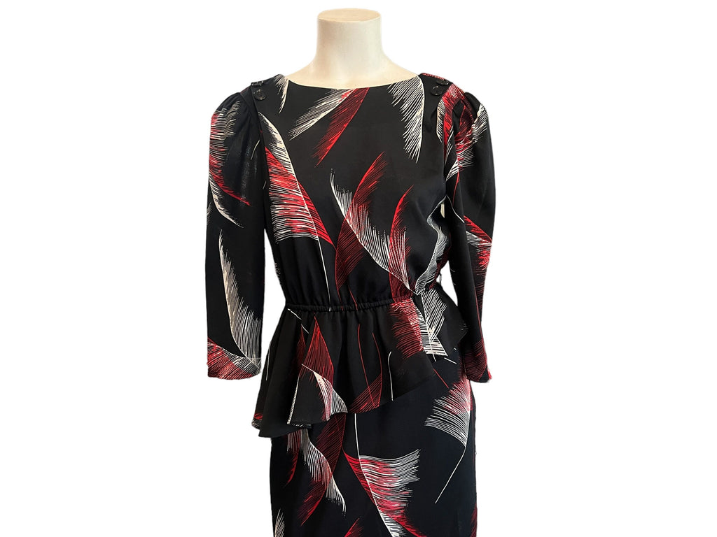 Vintage 70's 80’s tropical peplum dress S