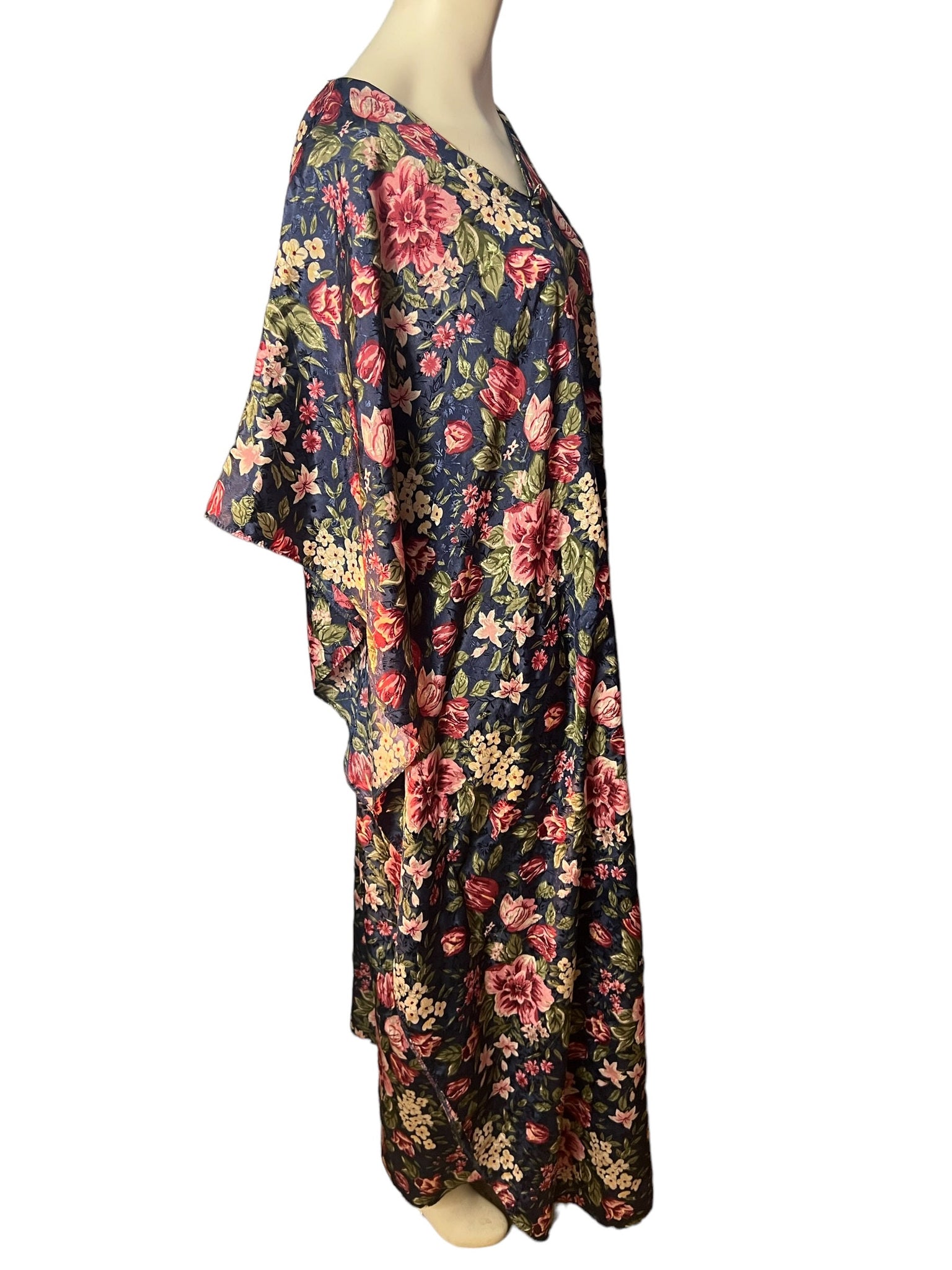 Vintage floral caftan dress L Erika Taylor