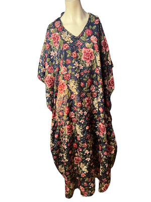 Vintage floral caftan dress L Erika Taylor