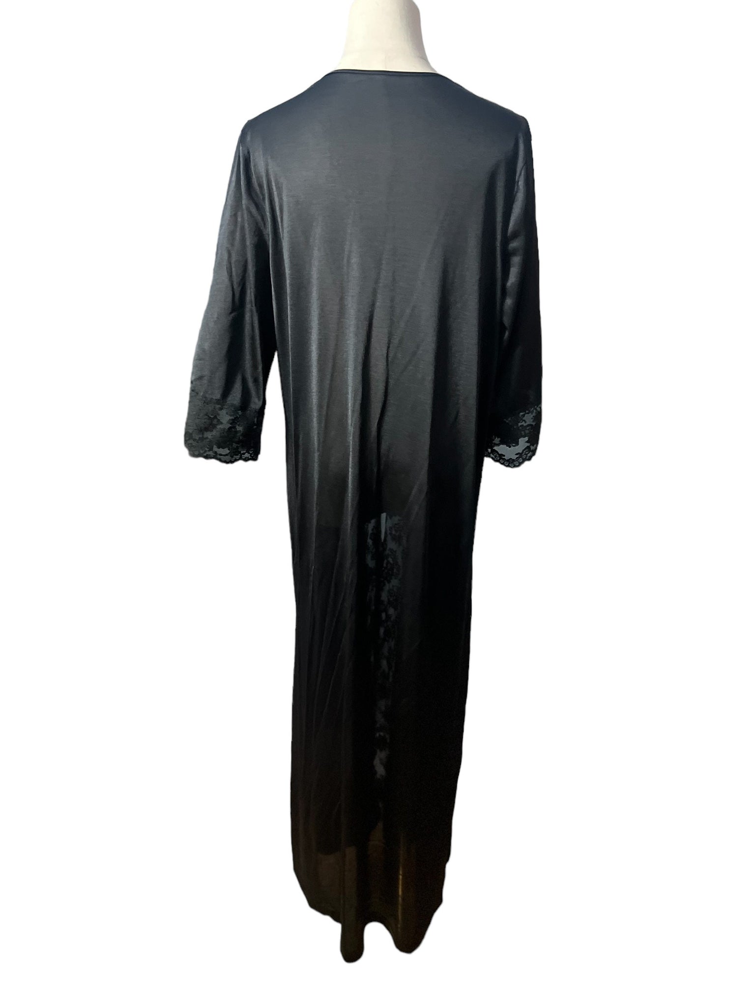 Vintage black robe tie front M