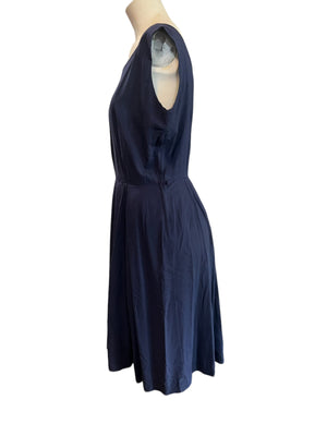 Vintage 50's blue navy dress L
