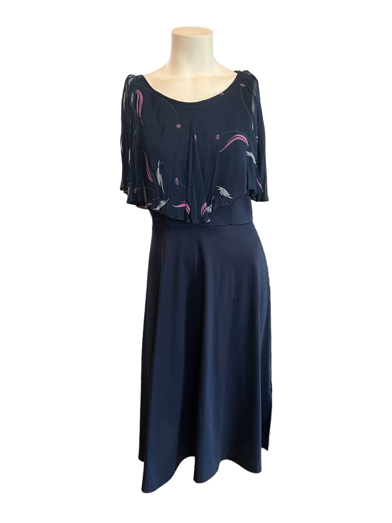 Vintage 70’s ruffle dress blue M