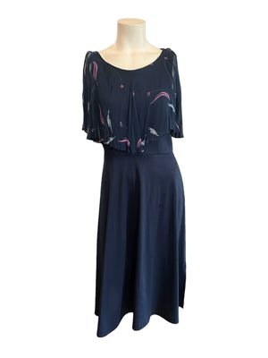 Vintage 70’s ruffle dress blue M