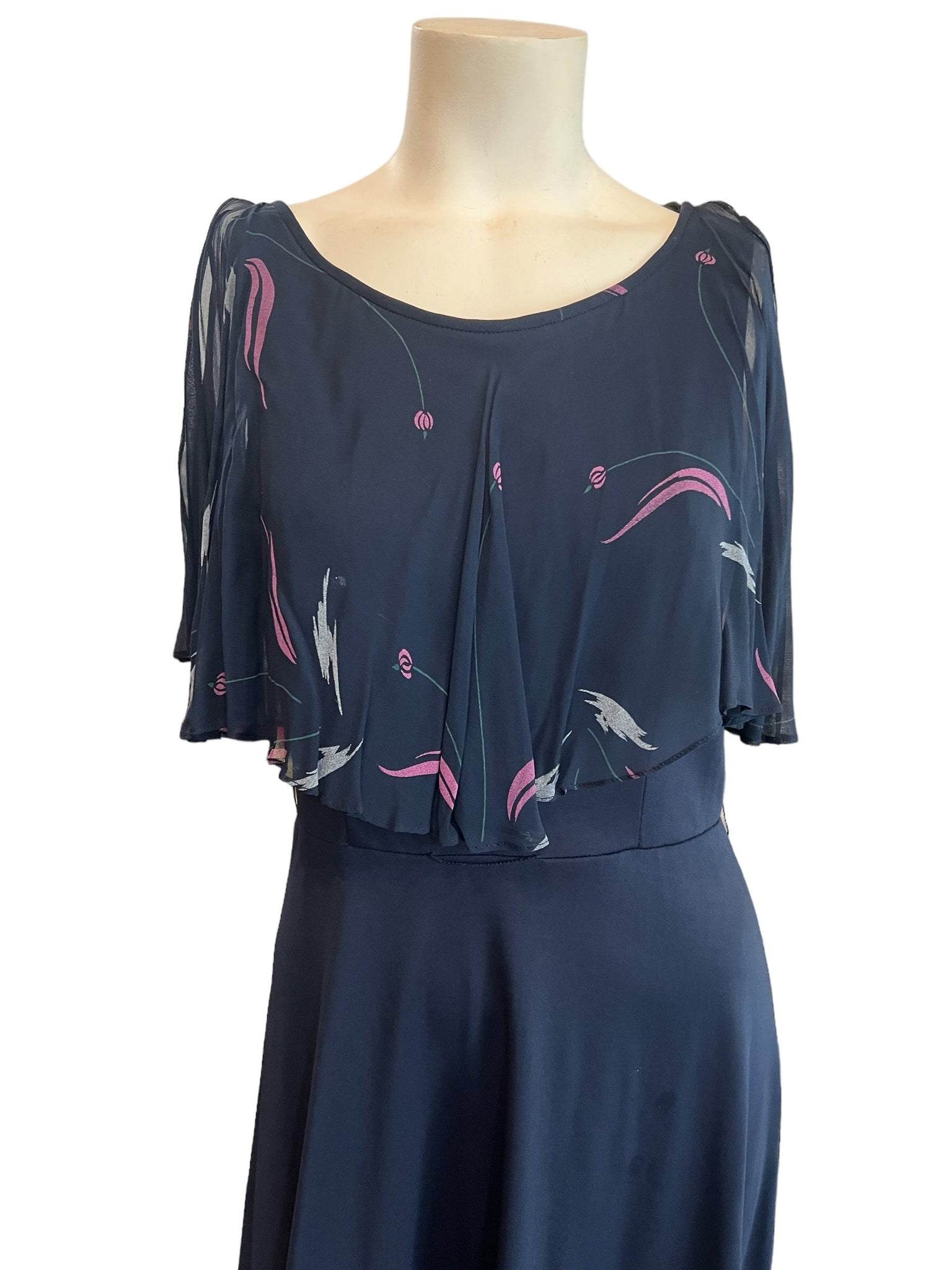 Vintage 70’s ruffle dress blue M
