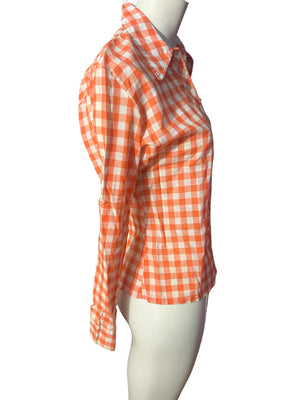 Vintage 70's orange check shirt 14 M