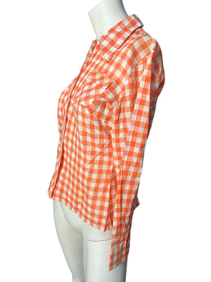 Vintage 70's orange check shirt 14 M