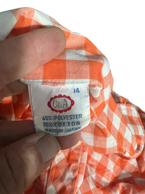 Vintage 70's orange check shirt 14 M