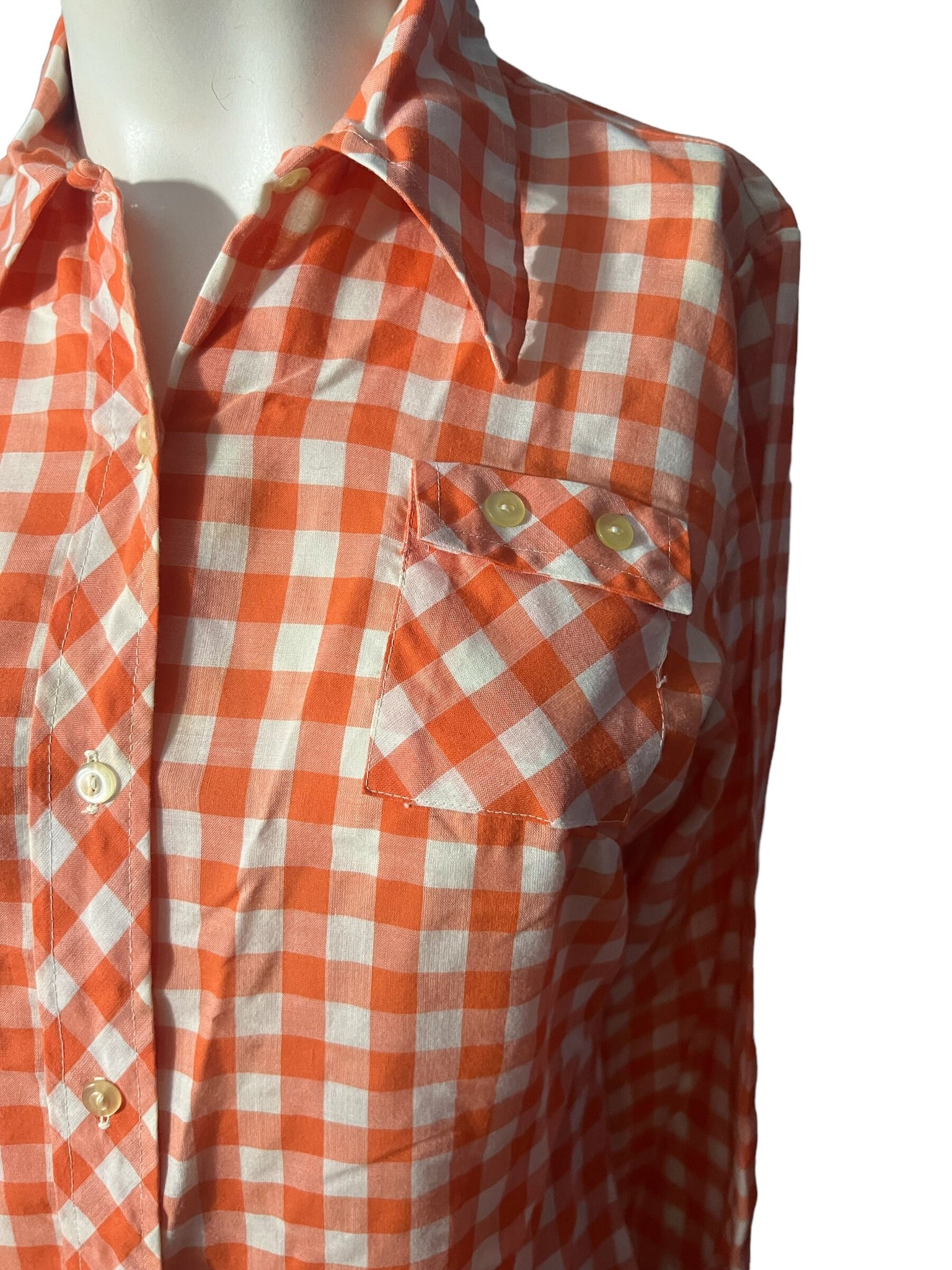 Vintage 70's orange check shirt 14 M