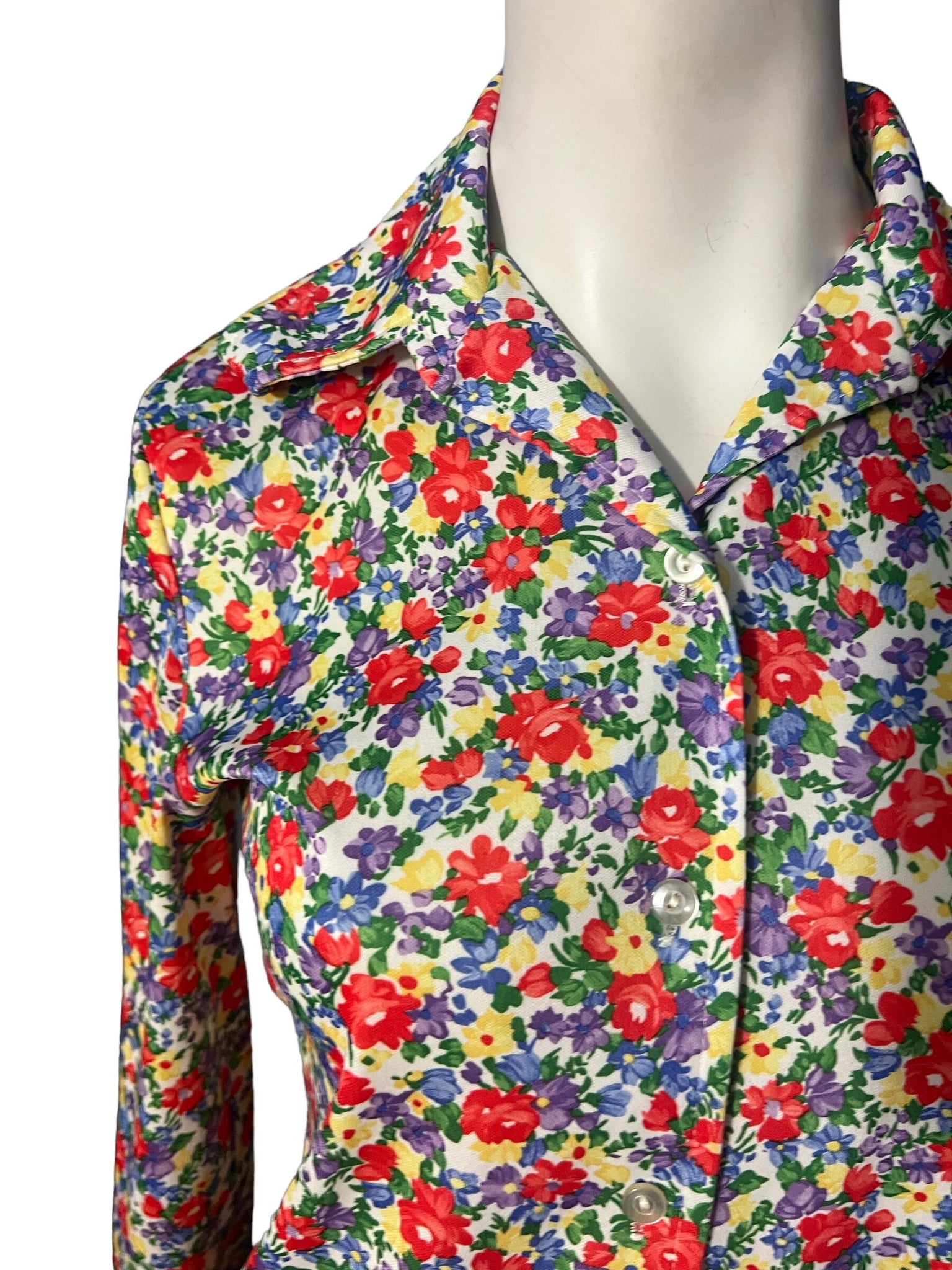 Vintage 70's floral shirt blouse M L