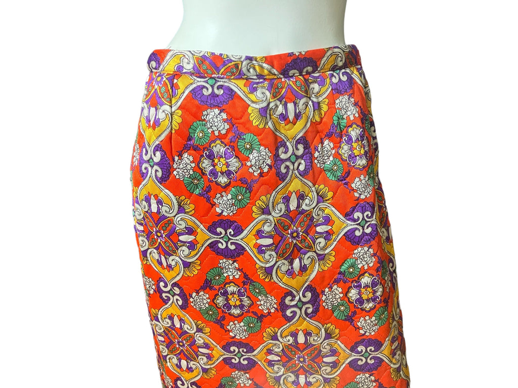 Vintage 1970's Quilted Long Skirt M