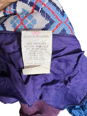 Vintage Mod Blue Plaid 70's Ladies Jacket Coat M 12