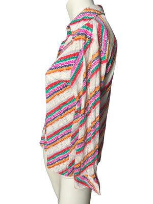 Vintage 70's Eileen Rainbow Disco Shirt L