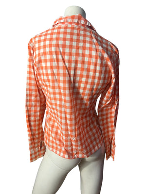 Vintage 70's orange check shirt 14 M