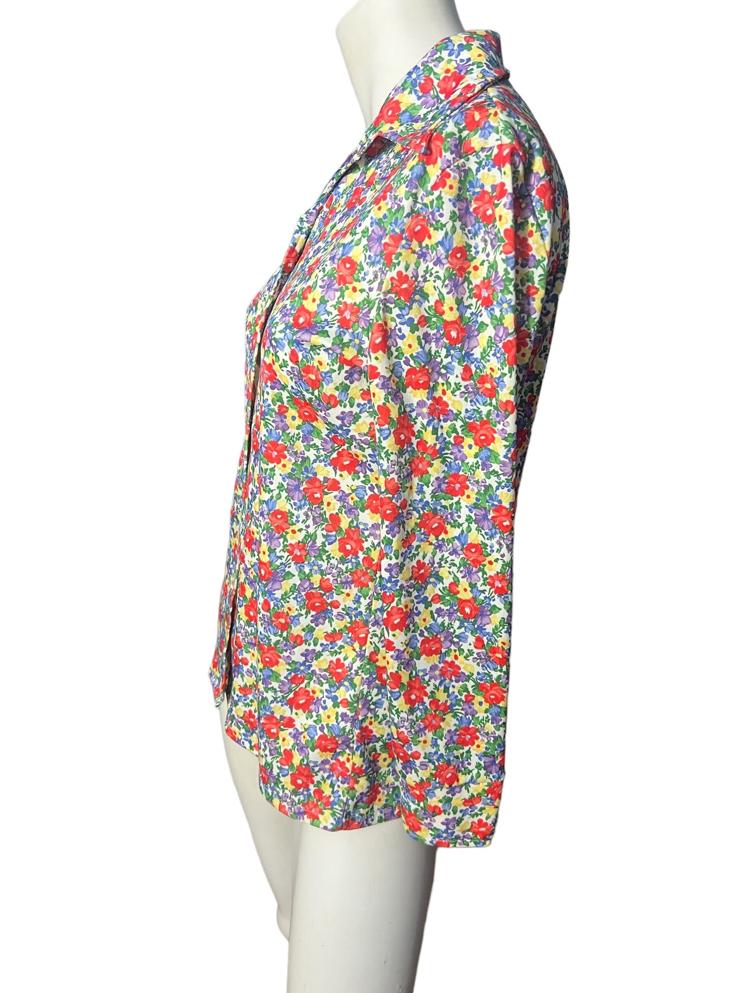 Vintage 70's floral shirt blouse M L