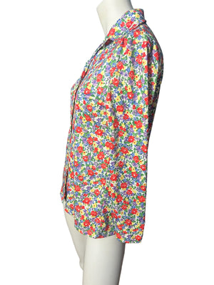 Vintage 70's floral shirt blouse M L