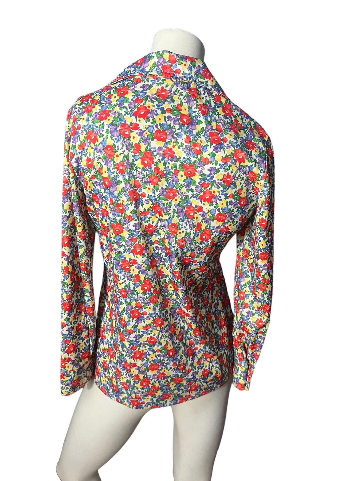 Vintage 70's floral shirt blouse M L