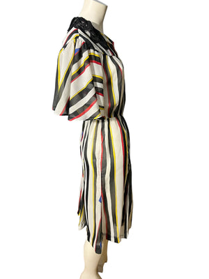Vintage 80’s angel wing stripe dress M