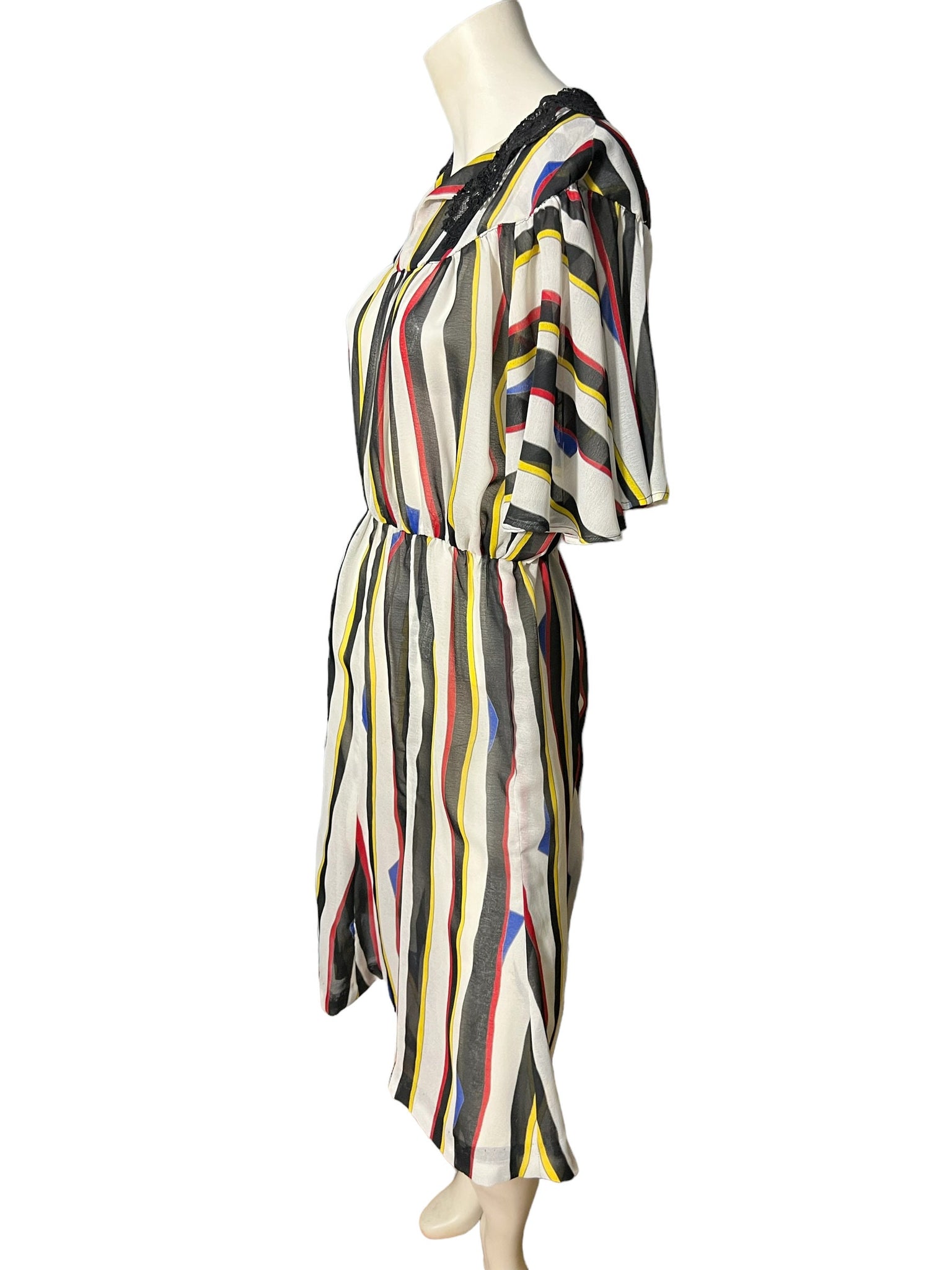 Vintage 80’s angel wing stripe dress M