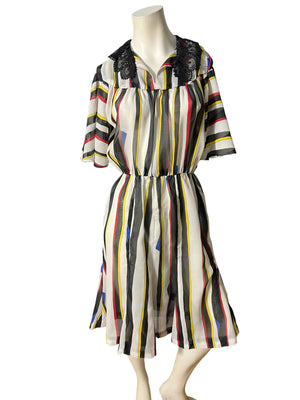 Vintage 80’s angel wing stripe dress M