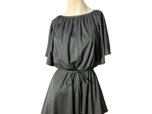 Vintage 70’s black dress ruffle M