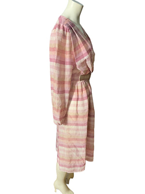 Vintage 80's pink striped sheer dress 10 Discovery