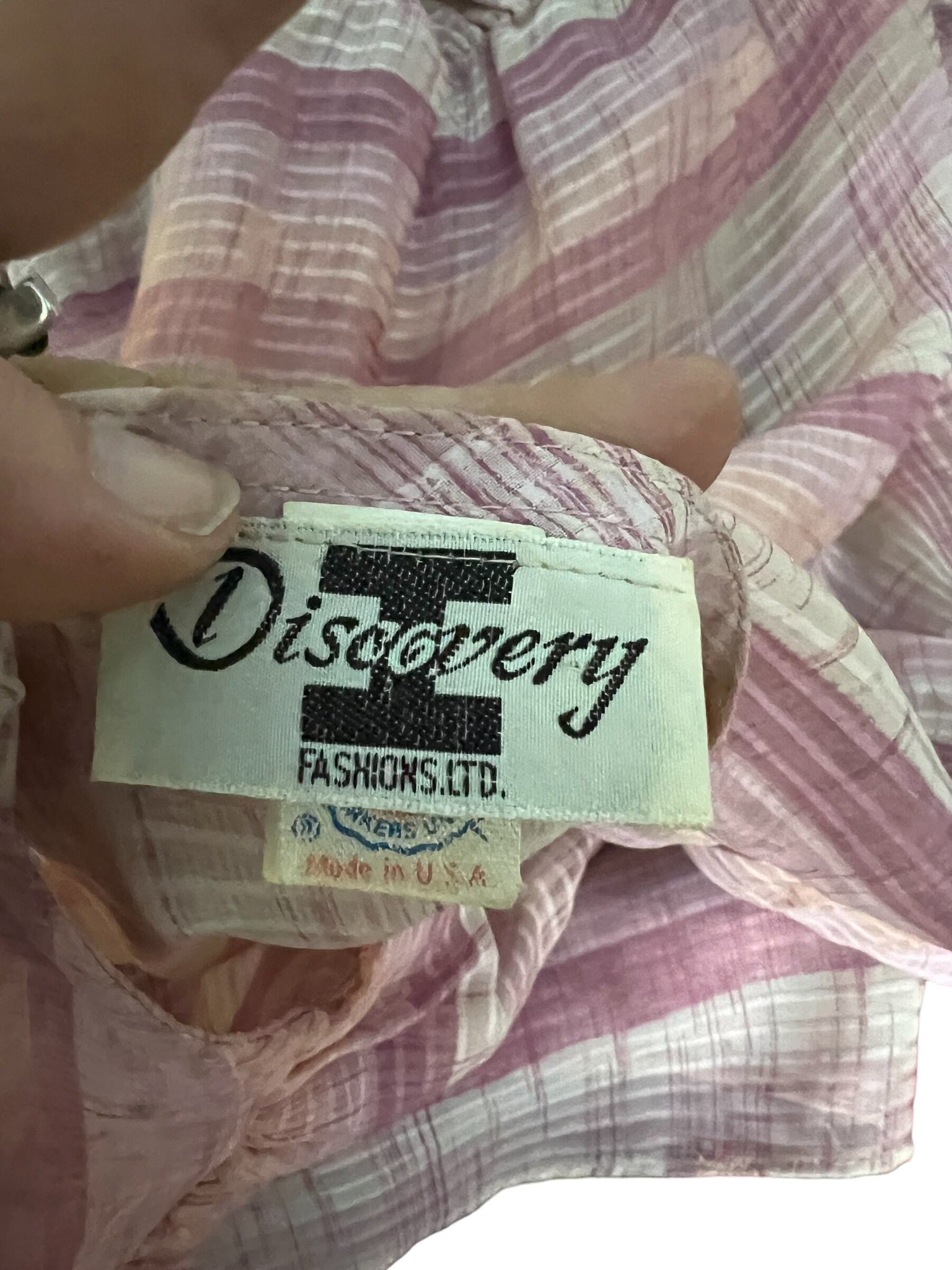 Vintage 80's pink striped sheer dress 10 Discovery