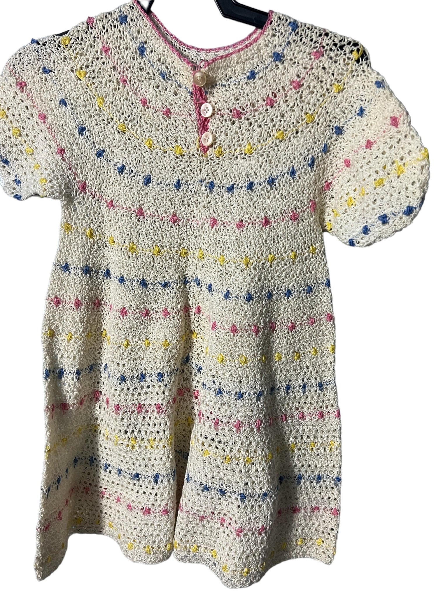 Vintage crochet kids dress handmade